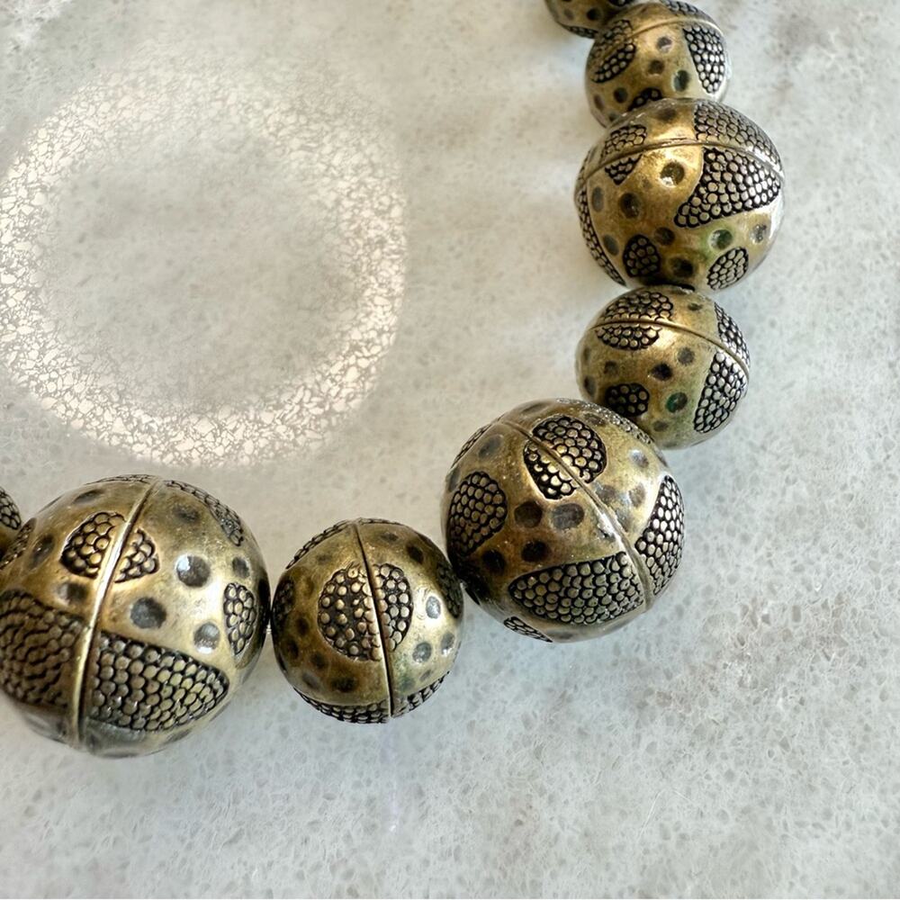 Coldwater Creek Brass Beaded Boho Statement Necklace 22in - Picture 2 of 3